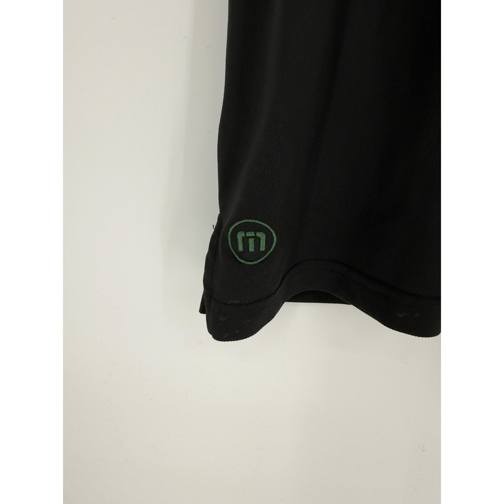 TravisMathew Polo Shirt Mens XL Black Green‎ Stripe Golf Performance Colorblock - Picture 7 of 10